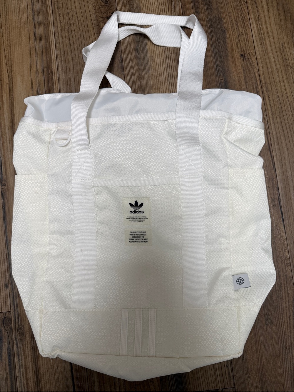 Adidas NON DYE White Tote Duffel Bag with Trefoil Logo